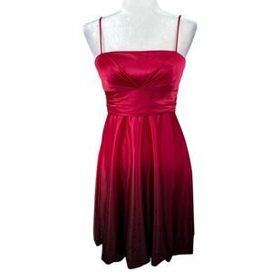 VTG Jump Apparel Cherry Red Ombre Polka Dot Satin Party Prom Mini Dress Jr 5/6